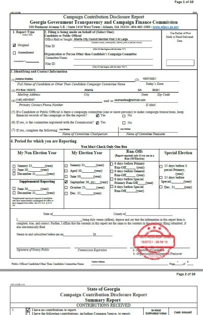 Campaign Disclosure Example